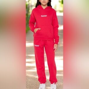 Red SAINT Hoodie & Sweatpants Set. NWT. Girls 7/8